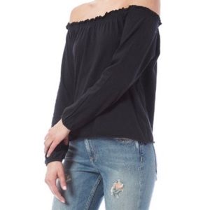 Chaser Brand Peasant T-shirt - 100% Cotton - can be worn on or off the shoulder